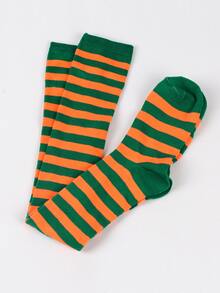 Striped Orange Knee High Socks For Kids - Ginger - View 4