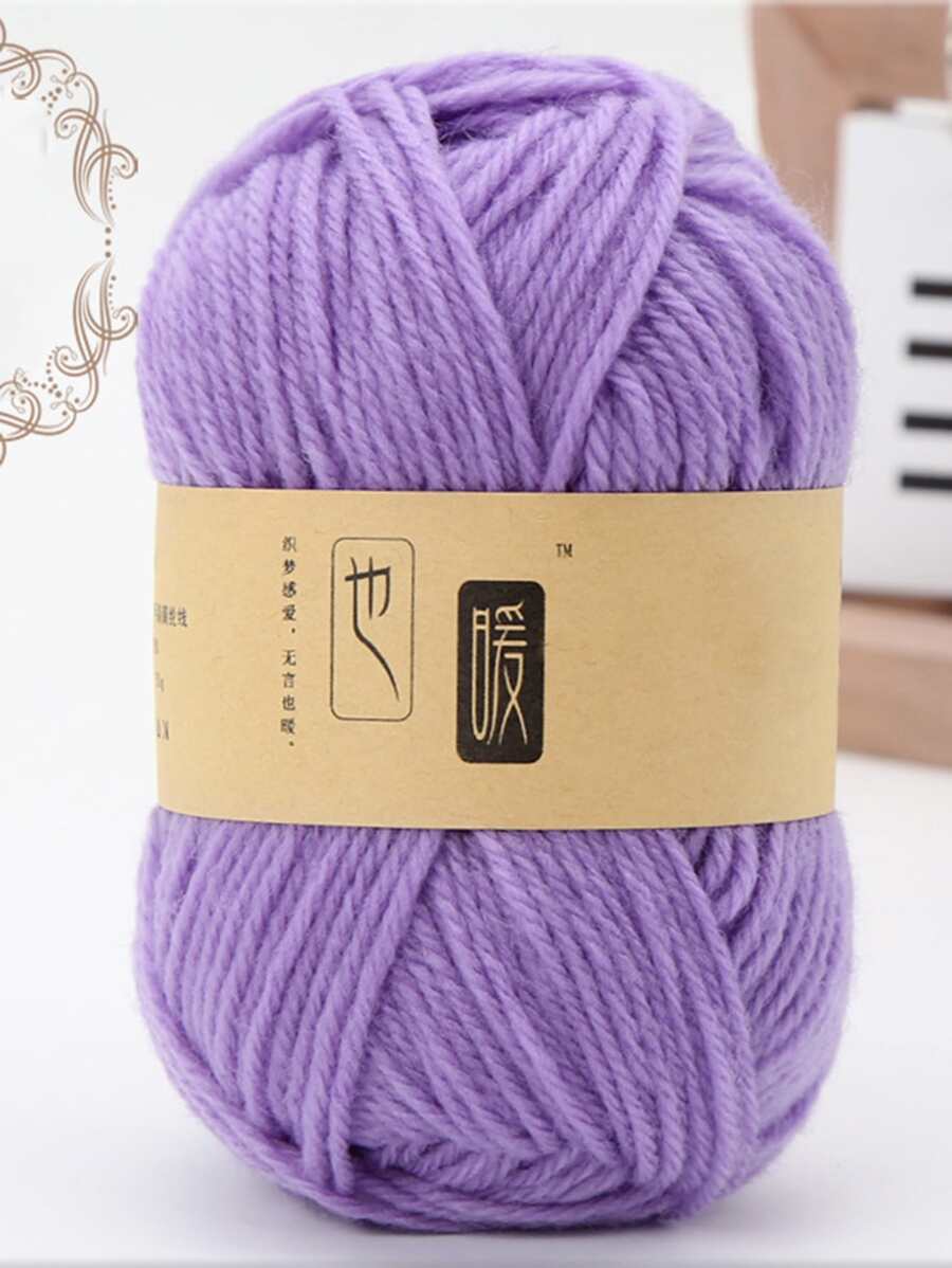 1入組中等厚度腈纶纖維毛線，適用於日常編織、手工藝和DIY項目 - 紫色 - 查看 1