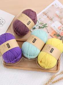 1入組中等厚度腈纶纖維毛線，適用於日常編織、手工藝和DIY項目 - 紫色 - 查看 5