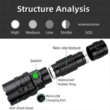 Multifunctional High Power Flashlight For Outdoor Camping, Hunting And Targeting, With Strong Far-reaching Light