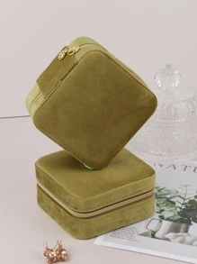 1pc Small And Delicate Portable Jewelry Storage Box For Rings, Necklaces, Bracelet, Earrings, Travel Storage, European Style - Green - View 11