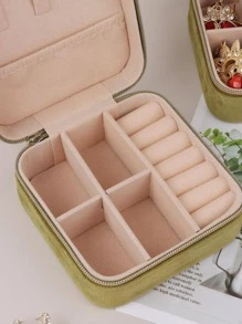 1pc Small And Delicate Portable Jewelry Storage Box For Rings, Necklaces, Bracelet, Earrings, Travel Storage, European Style - Green - View 9