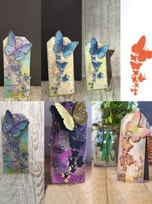 1入組碳鋼蝴蝶切割模板套裝,用於卡片製作,蝕刻模板和diy凸版模板 - 銀色 - 查看 3