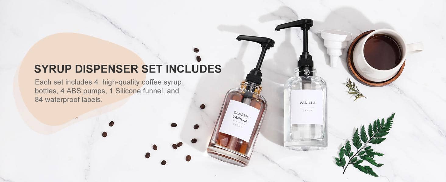 [Coffee Bar Accessories]Coffee Syrup Dispenser for Coffee Bar, 4 Pack