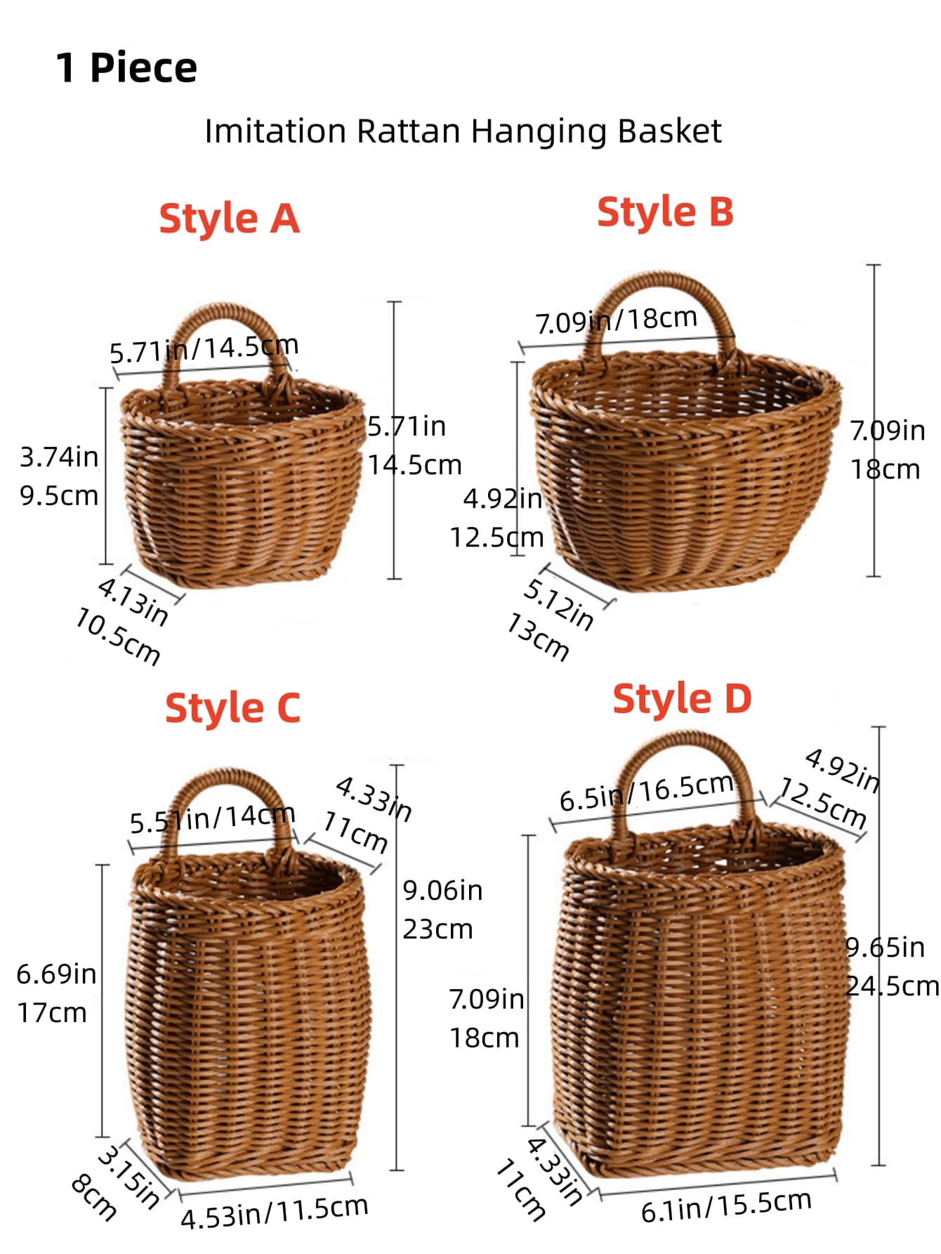 1pc Handmade Imitation Rattan Kitchen Storage Hanging Basket Washable Ginger Garlic Storage Basket Decorative Hanging Basket - Camel - View 2