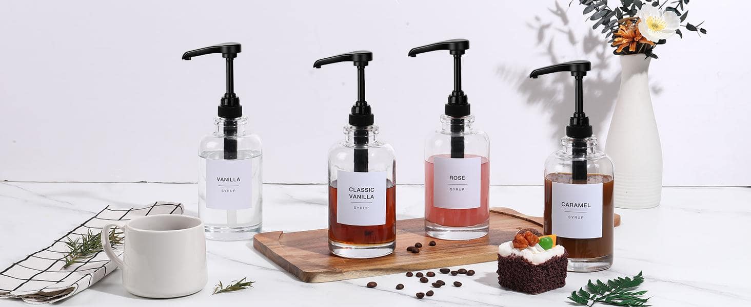 [Coffee Bar Accessories]Coffee Syrup Dispenser for Coffee Bar, 4 Pack