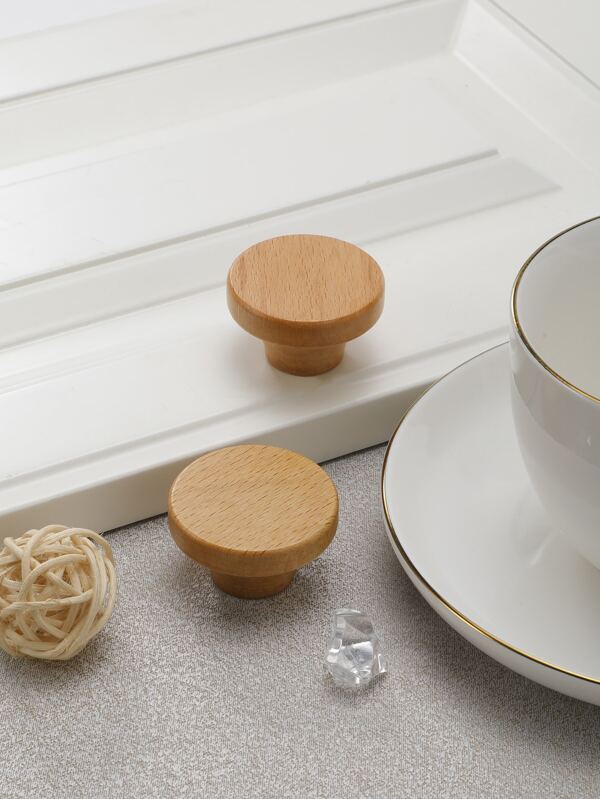 2pcs/set Round Wood & Hardware Cabinet Drawer Pull Handle