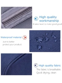 拉链旅行盥洗包洗漱包化妆包女士收纳袋挂钩化妆包男士手提包大容量收纳化妆盒 - 藍色 - 查看 4