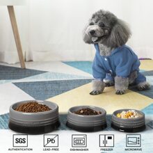 Sweejar Gradient Dog Bowl, Ceramic Dog Food Dish for Medium Dogs and Cat, Porcelain Pet Bowl for Food and Water 18 oz - 漸變灰 - 查看 3