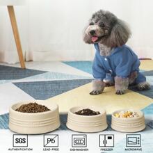 Sweejar Gradient Dog Bowl, Ceramic Dog Food Dish for Medium Dogs and Cat, Porcelain Pet Bowl for Food and Water 18 oz - 米色 - 查看 2