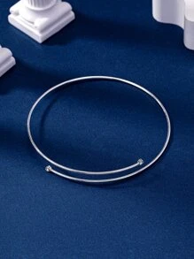 1入組簡約風金屬質感金屬絲細節手鐲手環