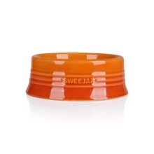 Sweejar Gradient Dog Bowl, Ceramic Dog Food Dish for Medium Dogs and Cat, Porcelain Pet Bowl for Food and Water 18 oz - 漸變橙 - 查看 1