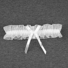 Lace Princess Style Garter Belt With Bowknot And Mesh, White Valentine's Day - White - View 11