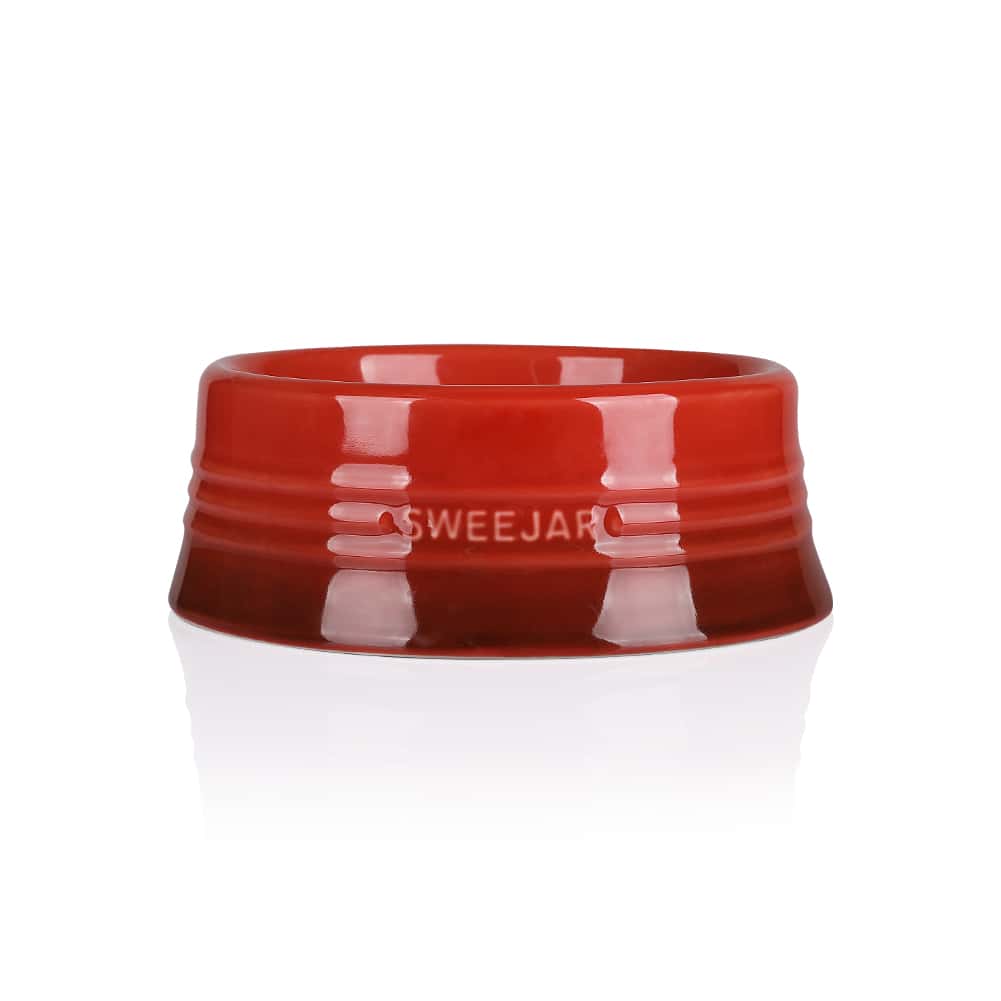 Sweejar Gradient Dog Bowl, Ceramic Dog Food Dish for Medium Dogs and Cat, Porcelain Pet Bowl for Food and Water 18 oz - 漸變紅 - 查看 1