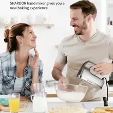SHARDOR SHARDOR Hand Mixer, 350W Handheld Mixer With Storage Case 5-Speed Plus Turbo Hand Mixer Electric With 5 Stainless Steel Attachments(2 Beaters, 2 Dough Hooks And 1 Whisk), Silver.
