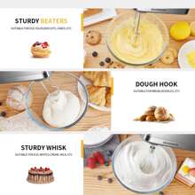 SHARDOR SHARDOR Hand Mixer, 350W Handheld Mixer With Storage Case 5-Speed Plus Turbo Hand Mixer Electric With 5 Stainless Steel Attachments(2 Beaters, 2 Dough Hooks And 1 Whisk), Silver.