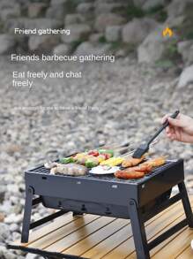 便攜折疊小木炭烤架適用於戶外燒烤,野營,野餐,燒烤帶木炭