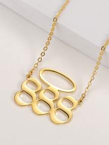 1入組不銹鋼天使光圈數字項鍊男士和女士情侶項鍊首飾類 - 金黃色 - 查看 2