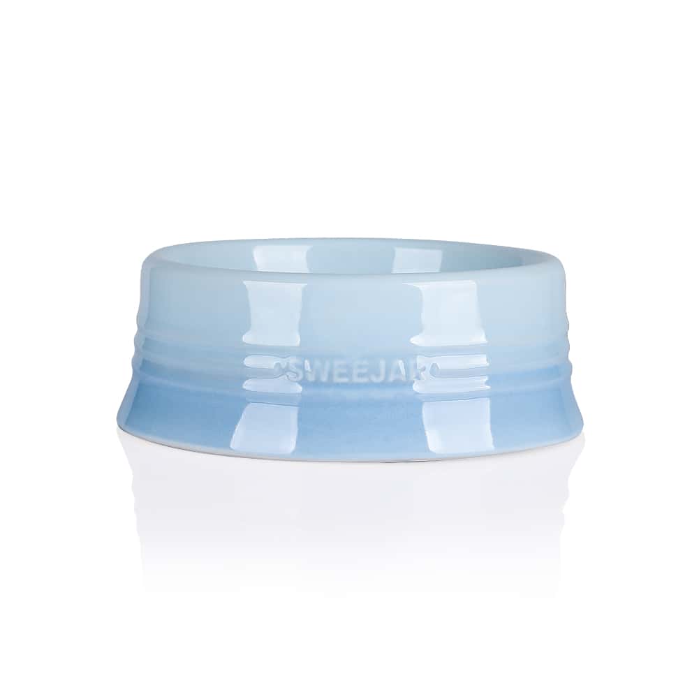 Sweejar Gradient Dog Bowl, Ceramic Dog Food Dish for Medium Dogs and Cat, Porcelain Pet Bowl for Food and Water 18 oz - 漸變淺藍色 - 查看 1