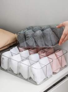 1 Wardrobe Cabinet Storage Box, Four Compartments and Eight Compartments, Removable Partitions, Wardrobe Drawer Organizer, Underwear Panty Socks Compartment Storage Box - Clear - View 6