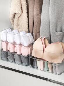 1 Wardrobe Cabinet Storage Box, Four Compartments and Eight Compartments, Removable Partitions, Wardrobe Drawer Organizer, Underwear Panty Socks Compartment Storage Box - Clear - View 8