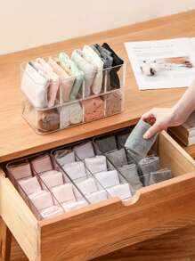 1 Wardrobe Cabinet Storage Box, Four Compartments and Eight Compartments, Removable Partitions, Wardrobe Drawer Organizer, Underwear Panty Socks Compartment Storage Box - Clear - View 10