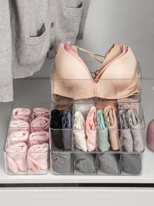 1 Wardrobe Cabinet Storage Box, Four Compartments and Eight Compartments, Removable Partitions, Wardrobe Drawer Organizer, Underwear Panty Socks Compartment Storage Box - Clear - View 7