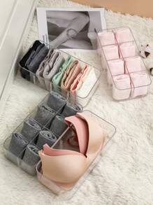 1 Wardrobe Cabinet Storage Box, Four Compartments and Eight Compartments, Removable Partitions, Wardrobe Drawer Organizer, Underwear Panty Socks Compartment Storage Box - Clear - View 11