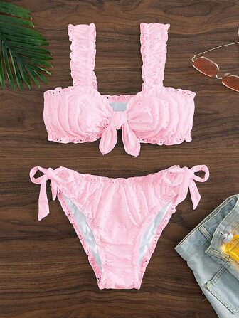 夏日雪菲结前系带侧比基尼