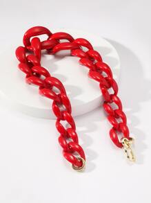 1入組樹脂粗扣環浮誇項鍊適合女士,時尚和華麗風格 - 紅色 - 查看 2
