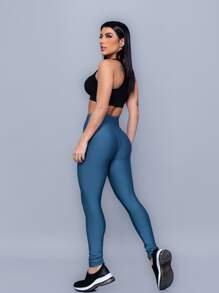 Women Sports Leggings - Dusty Blue - View 2