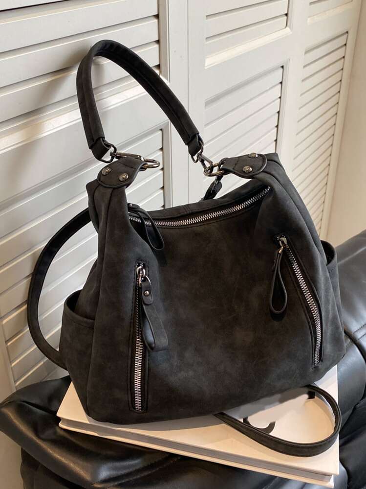 HDGSAFD 1 borsa in tela grigia da donna, borsa a tracolla di grande capacità, borsa a tracolla sportiva, adatta per lavoro, scuola, viaggi, shopping, grigio