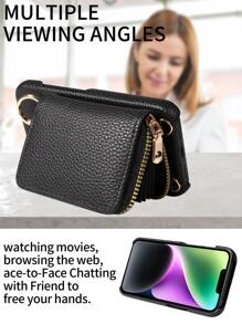 荔枝纹多功能多卡位拉链风琴式卡包钱包，兼容苹果17 Pro Max/17 Pro/17/Air/16 Pro Max/16/15/14/13/12/11，A16系列，防摔防盗