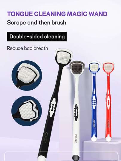 CASA 1 pieza doble faz Limpiador de lengua para mal aliento , fácil de usar Limpiador para lengua para adultos , lengua , Cepillo para lengua para cuidado bucal &