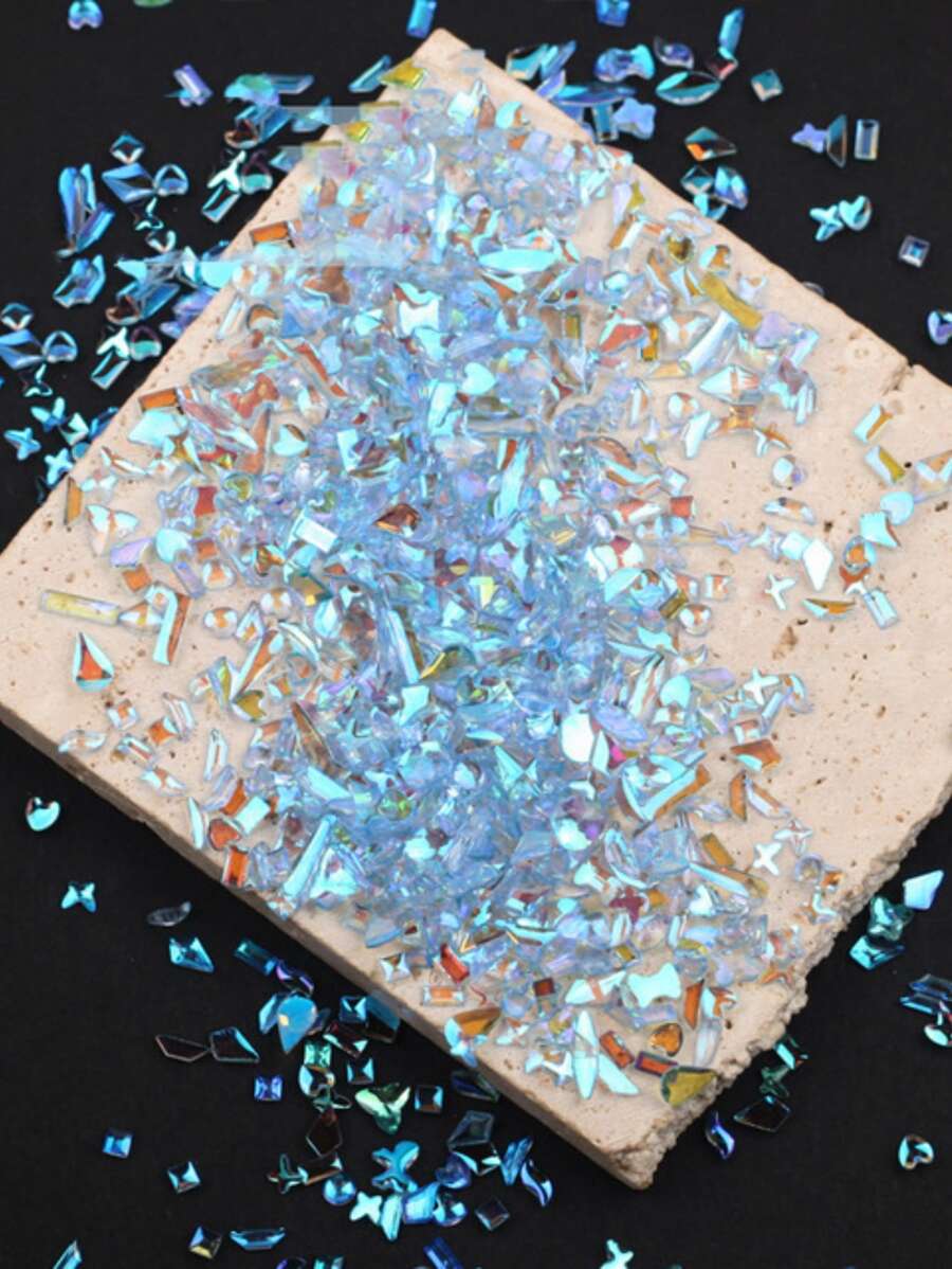 50 包混合形状水钻美甲饰品水晶玻璃指甲饰品装饰指甲装饰配件 DIY 指甲饰物指甲宝石美甲用品指甲 - 淺藍色 - 查看 1