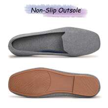 Frank Mully Women's Loafer Flats Square Toe Flat Shoes Comfortable Office Work Shoes Penny Loafer Slip On Walking Driving Shoes - 灰色 - 查看 2