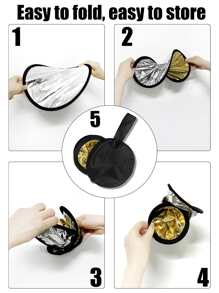 1pc 12"/24" Gold & Silver 2-In-1 Photography Portable Reflector Panel (Include 12" Reflector Carrying Bag) - Multicolor - View 5