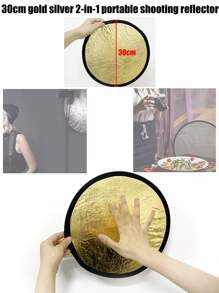 1pc 12"/24" Gold & Silver 2-In-1 Photography Portable Reflector Panel (Include 12" Reflector Carrying Bag) - Multicolor - View 6