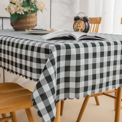 1入組黑色和白色格紋桌布