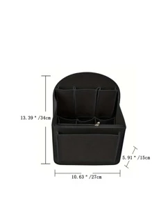 毛毡手提袋收纳袋可拆卸隔层钱包内衬化妆品收纳袋内衬包袋收纳袋返校用品 - 黑色 - 查看 2