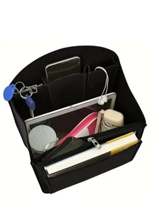 毛毡手提袋收纳袋可拆卸隔层钱包内衬化妆品收纳袋内衬包袋收纳袋返校用品 - 黑色 - 查看 3