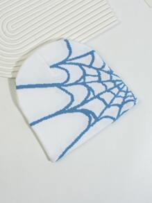 1 Miếng Không giới tính Đúng mốt Và Ấm áp Y2K Phong cách Mạng nhện Dệt kim Mũ len - trắng - Xem 4