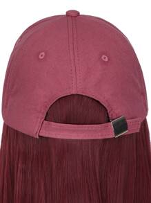 Synthetic Fiber Matte High-temperature Wire Lady Wig Cap With Wine Red Long Wavy Curly Hair - Burgundy - View 6