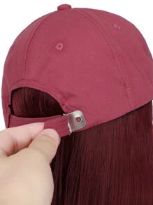 Synthetic Fiber Matte High-temperature Wire Lady Wig Cap With Wine Red Long Wavy Curly Hair - Burgundy - View 7