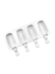 矽膠冰淇淋模具 4入組小號橢圓形流行冰模具家用DIY冰淇淋模具 - 白色 - 查看 2