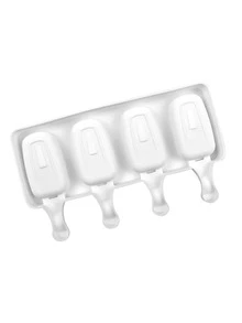 矽膠冰淇淋模具 4入組小號橢圓形流行冰模具家用DIY冰淇淋模具 - 白色 - 查看 3