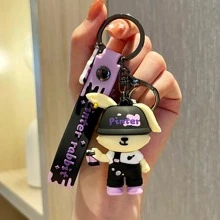 Original Street Style Cool Rabbit Car Keychain For Girls, Exquisite & Lovely Backpack & Bag Pendant Doll Keychain, Fashionable Gift - Purple - View 1