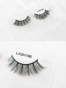 Olasalon 睫毛自然外觀人造水貂睫毛包手工蓬鬆假睫毛 10 對蓬鬆包 3d 條短卷假睫毛狐狸眼貓眼睫毛迷人眼睛 - 黑色 - 查看 4