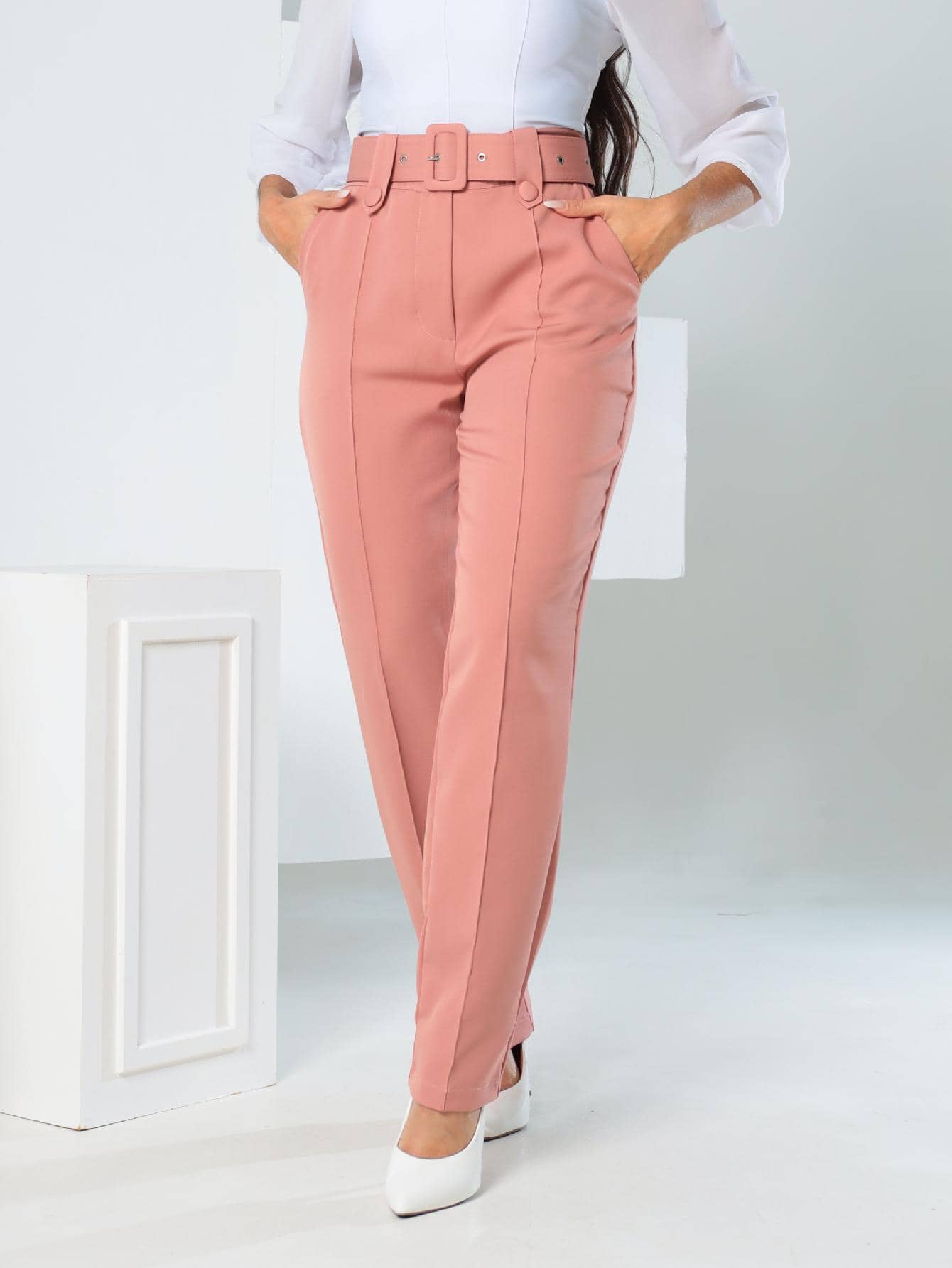 Women Suit Pants - Màu hồng gỉ - Xem 1
