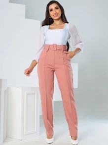 Women Suit Pants - Màu hồng gỉ - Xem 3